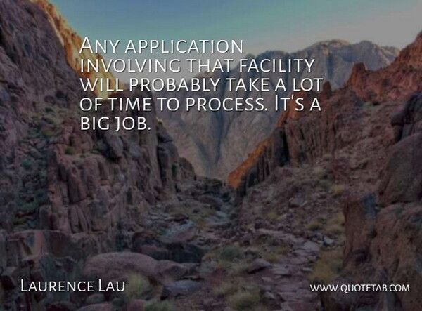 Laurence Lau Quote About Facility, Involving, Time: Any Application Involving That Facility...