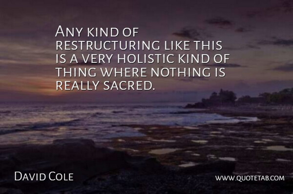 David Cole Quote About Holistic, Kindness: Any Kind Of Restructuring Like...