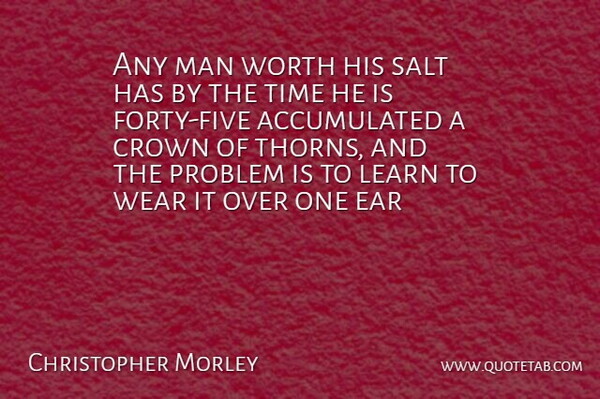 Christopher Morley Quote About Men, Crowns, Hardship: Any Man Worth His Salt...