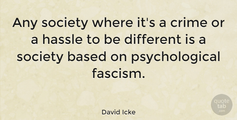 David Icke Quote About Different, Psychological, Crime: Any Society Where Its A...