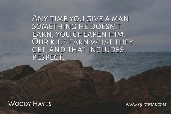 Woody Hayes Quote About Kids, Men, Giving: Any Time You Give A...
