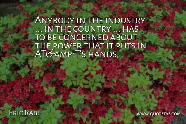Eric Rabe Quote About Anybody, Concerned, Country, Industry, Power: Anybody In The Industry In...
