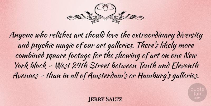 Jerry Saltz Quote About Art, New York, Block: Anyone Who Relishes Art Should...
