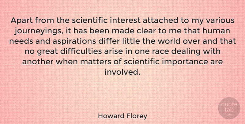 Howard Florey Quote About Apart, Arise, Attached, Clear, Dealing: Apart From The Scientific Interest...