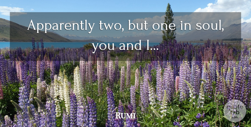 Rumi Quote About Two, Soul: Apparently Two But One In...