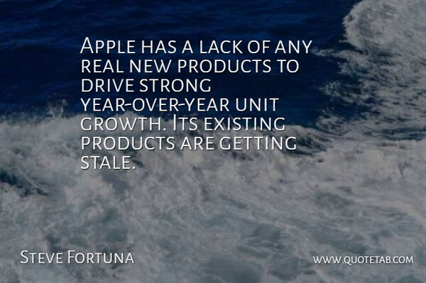Steve Fortuna Quote About Apple, Drive, Existing, Lack, Products: Apple Has A Lack Of...