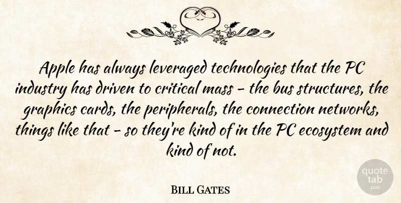 Bill Gates Quote About Technology, Ecosystems, Apples: Apple Has Always Leveraged Technologies...