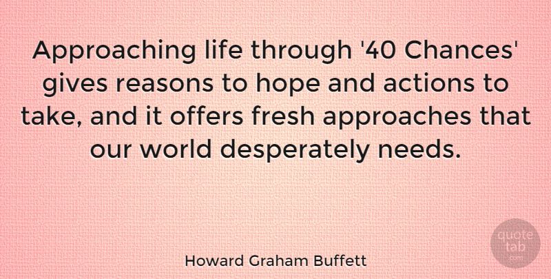 Howard Graham Buffett Quote About Approaches, Fresh, Gives, Hope, Life: Approaching Life Through 40 Chances...