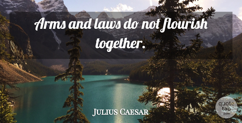 Julius Caesar Quote About Law, Together, Arms: Arms And Laws Do Not...