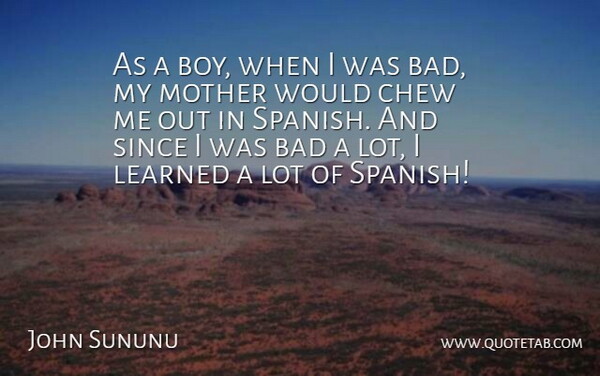 John Sununu Quote About Mother, Boys: As A Boy When I...