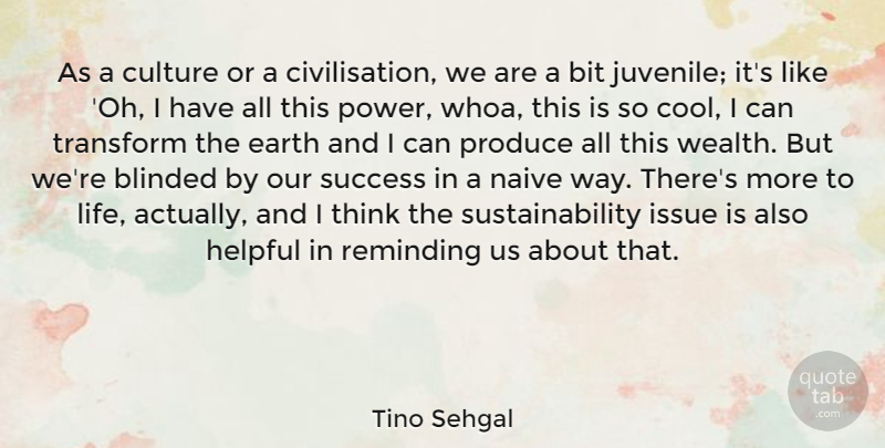 Tino Sehgal Quote About Bit, Blinded, Culture, Earth, Helpful: As A Culture Or A...