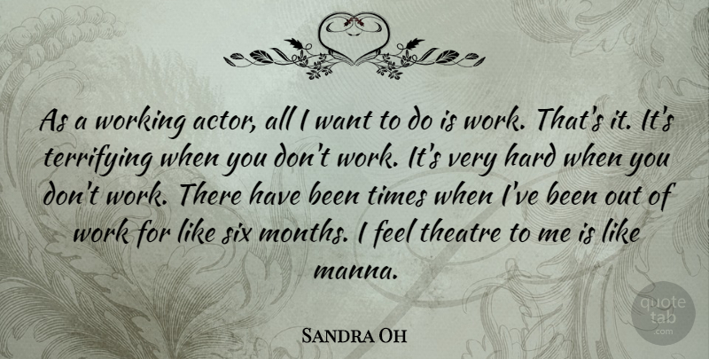 Sandra Oh Quote About Hard Times, Theatre, Actors: As A Working Actor All...