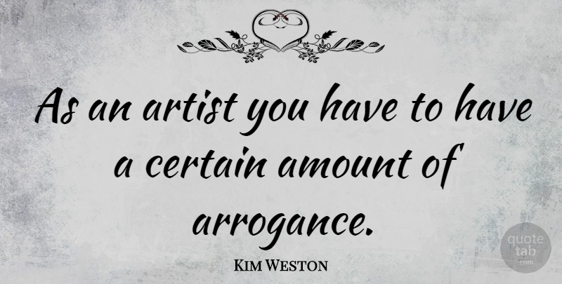 Kim Weston Quote About Amount: As An Artist You Have...
