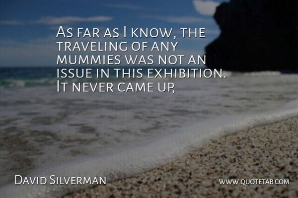 David Silverman Quote About Came, Far, Issue, Traveling: As Far As I Know...