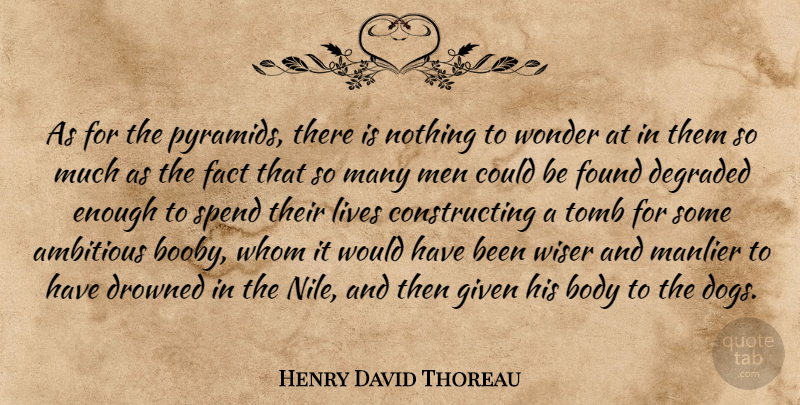 Henry David Thoreau Quote About Life, Dog, Men: As For The Pyramids There...