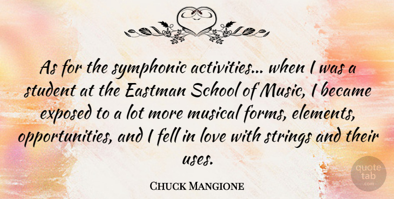 Chuck Mangione Quote About School, Opportunity, Musical: As For The Symphonic Activities...
