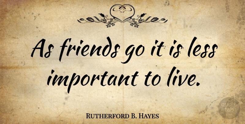 Rutherford B. Hayes Quote About Important: As Friends Go It Is...