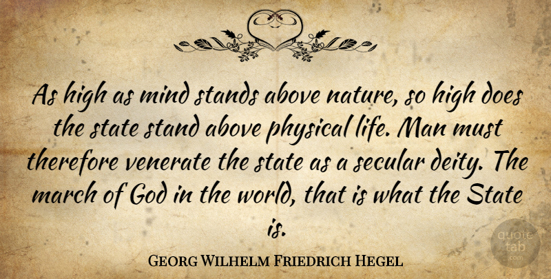 Georg Wilhelm Friedrich Hegel Quote About Nature, Men, Mind: As High As Mind Stands...