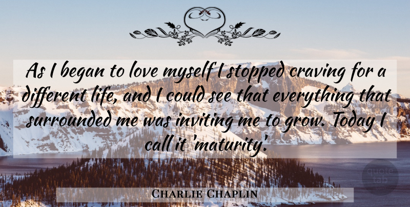 Charlie Chaplin Quote About Maturity, Different, Today: As I Began To Love...