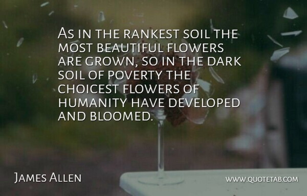 James Allen Quote About Beautiful, Flower, Dark: As In The Rankest Soil...
