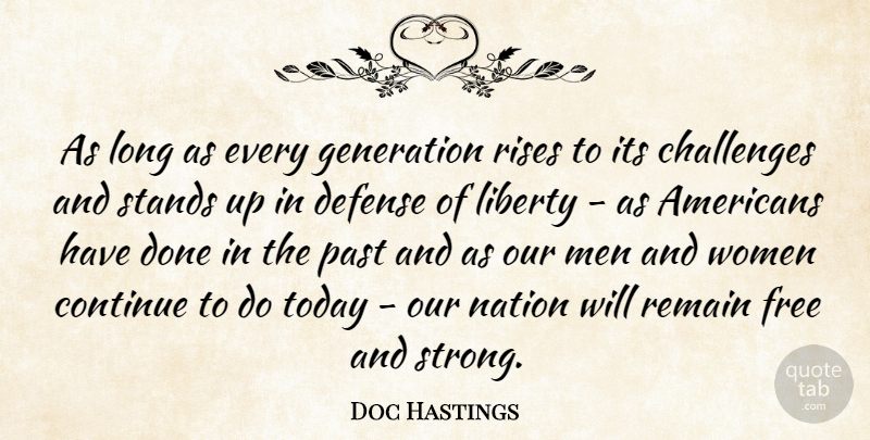 Doc Hastings Quote About Strong Women, Past, Long: As Long As Every Generation...
