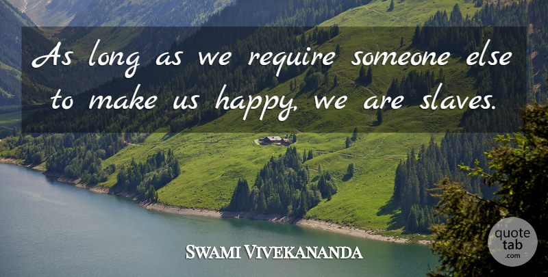 Swami Vivekananda Quote About Acceptance, Long, Slave: As Long As We Require...