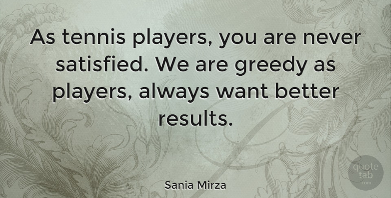 Sania Mirza Quote About Player, Tennis, Want: As Tennis Players You Are...
