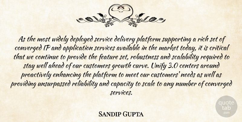 Sandip Gupta Quote About Ahead, Available, Capacity, Centers, Continue: As The Most Widely Deployed...