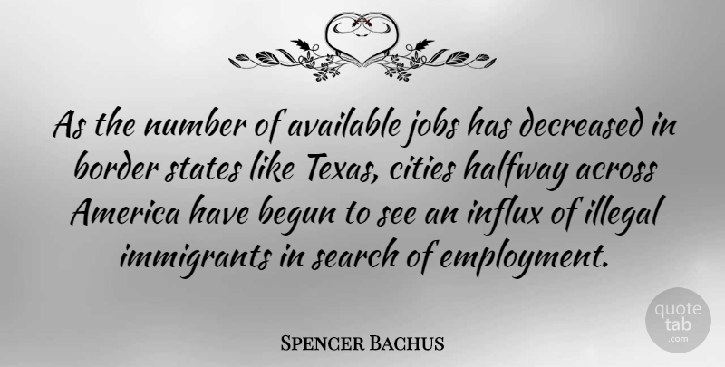 Spencer Bachus Quote About Jobs, Texas, Cities: As The Number Of Available...