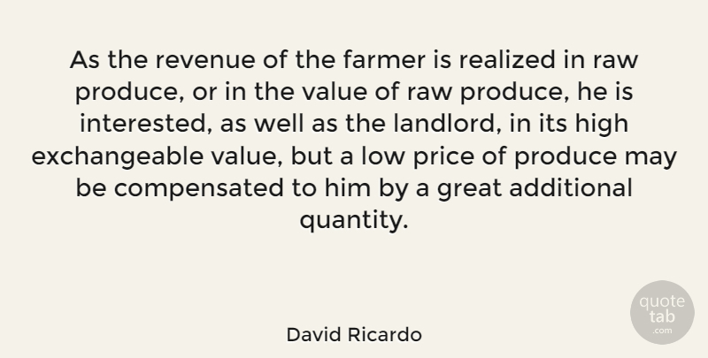 David Ricardo Quote About May, Lows, Produce: As The Revenue Of The...