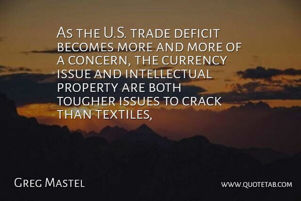 Greg Mastel Quote About Becomes, Both, Crack, Currency, Deficit: As The U S Trade...