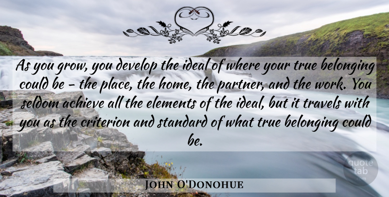 John O'Donohue Quote About Home, Elements, Achieve: As You Grow You Develop...