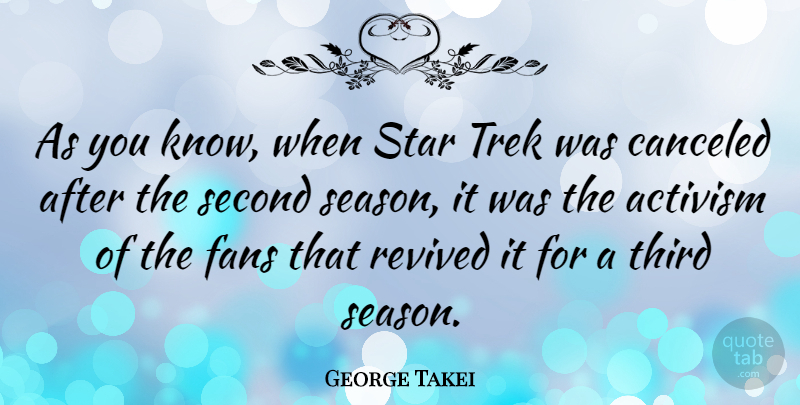 George Takei Quote About Stars, Second Chance, Fans: As You Know When Star...