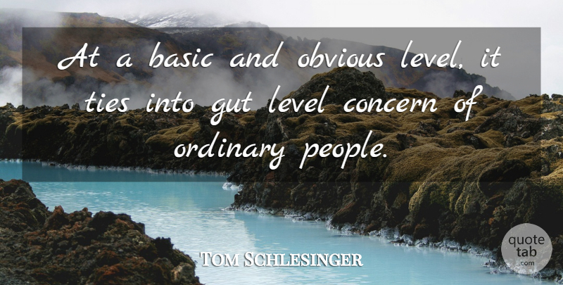 Tom Schlesinger Quote About Basic, Concern, Gut, Level, Obvious: At A Basic And Obvious...