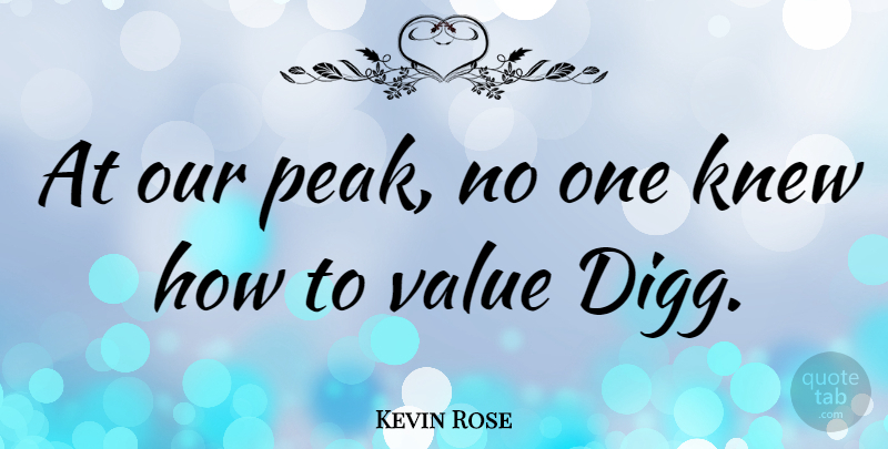 Kevin Rose Quote About undefined: At Our Peak No One...