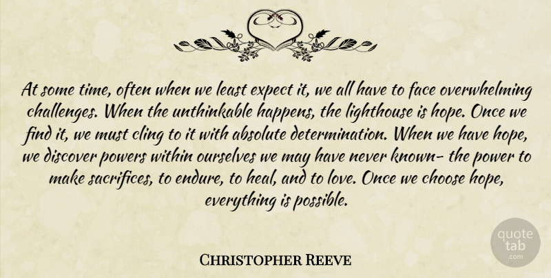 Christopher Reeve Quote About Determination, Sacrifice, Challenges: At Some Time Often When...