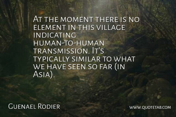 Guenael Rodier Quote About Element, Far, Moment, Seen, Similar: At The Moment There Is...