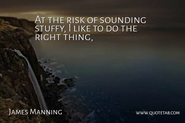 James Manning Quote About Risk: At The Risk Of Sounding...