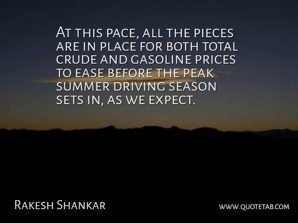 Rakesh Shankar Quote About Both, Crude, Driving, Ease, Gasoline: At This Pace All The...