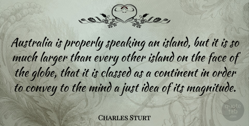 Charles Sturt Quote About Islands, Order, Ideas: Australia Is Properly Speaking An...