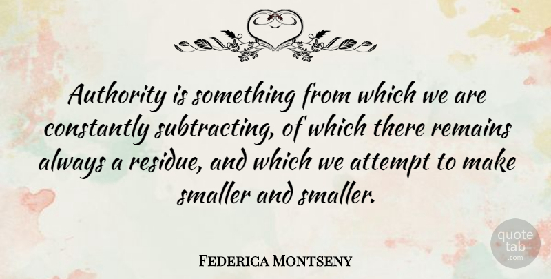 Federica Montseny Quote About Authority, Remains: Authority Is Something From Which...