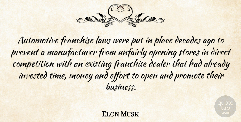 Elon Musk Quote About Law, Effort, Competition: Automotive Franchise Laws Were Put...