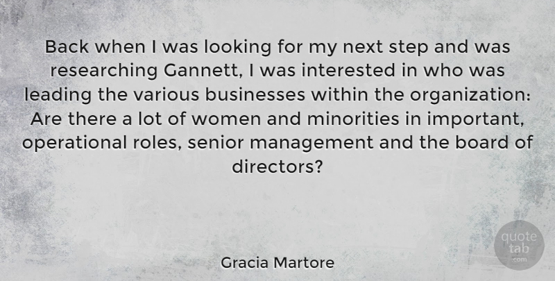 Gracia Martore Quote About Senior, Organization, Important: Back When I Was Looking...
