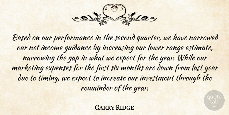 Garry Ridge Quote About Based, Due, Expect, Expenses, Gap: Based On Our Performance In...