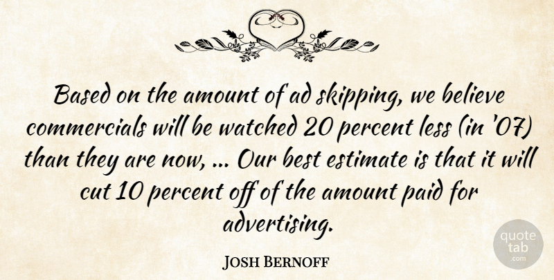 Josh Bernoff Quote About Ad, Amount, Based, Believe, Best: Based On The Amount Of...