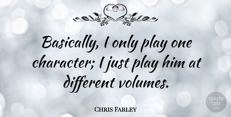 Chris Farley Quote About Character, Play, Different: Basically I Only Play One...
