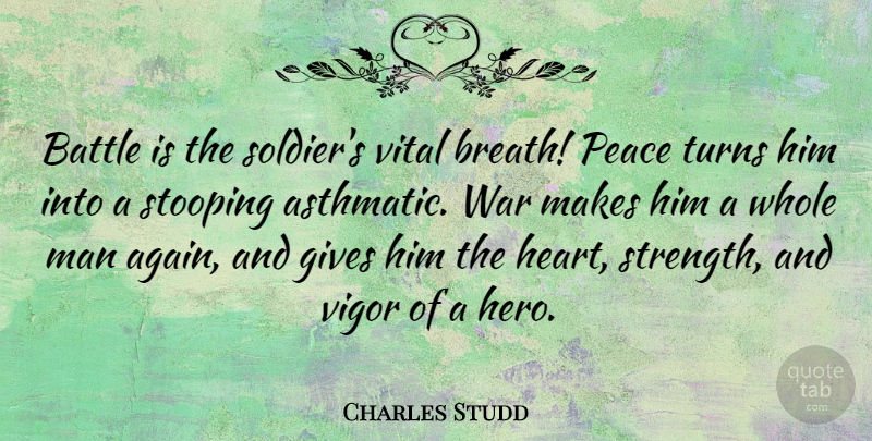 Charles Studd Quote About Battle, Gives, Man, Peace, Strength: Battle Is The Soldiers Vital...