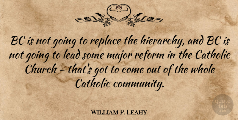 William P. Leahy Quote About Community, Catholic, Church: Bc Is Not Going To...