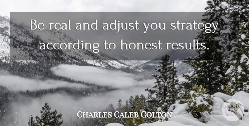 Charles Caleb Colton Quote About Real, Honest, Strategy: Be Real And Adjust You...