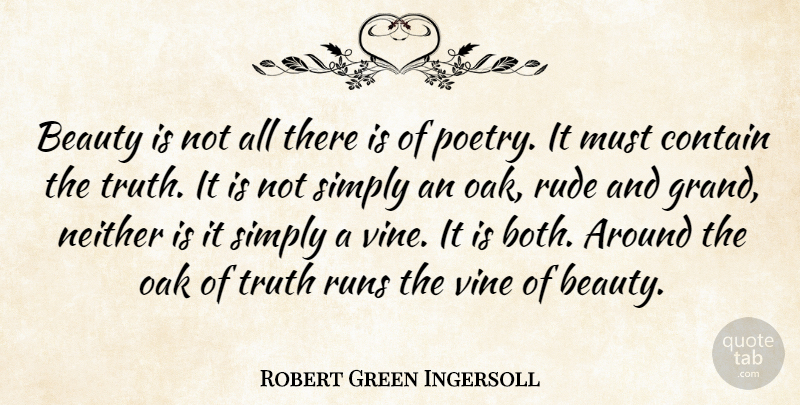Robert Green Ingersoll Quote About Beauty, Contain, Neither, Oak, Poetry: Beauty Is Not All There...
